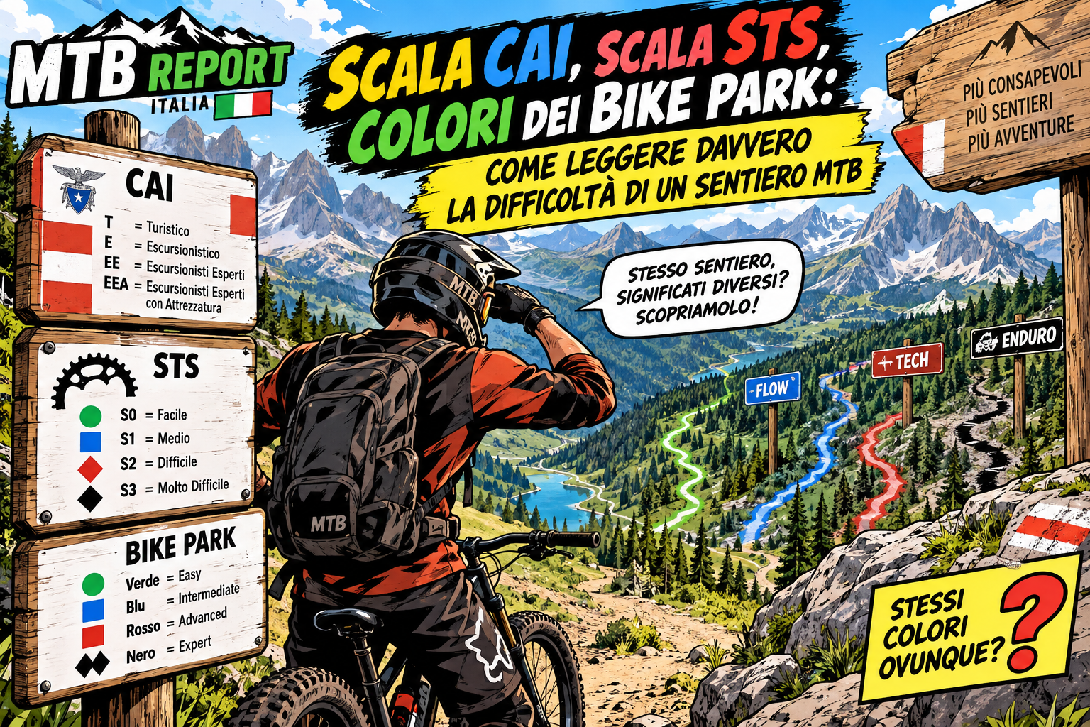 Scala CAI, scala STS, colori dei bike park come leggere davvero la difficoltà di un sentiero MTB