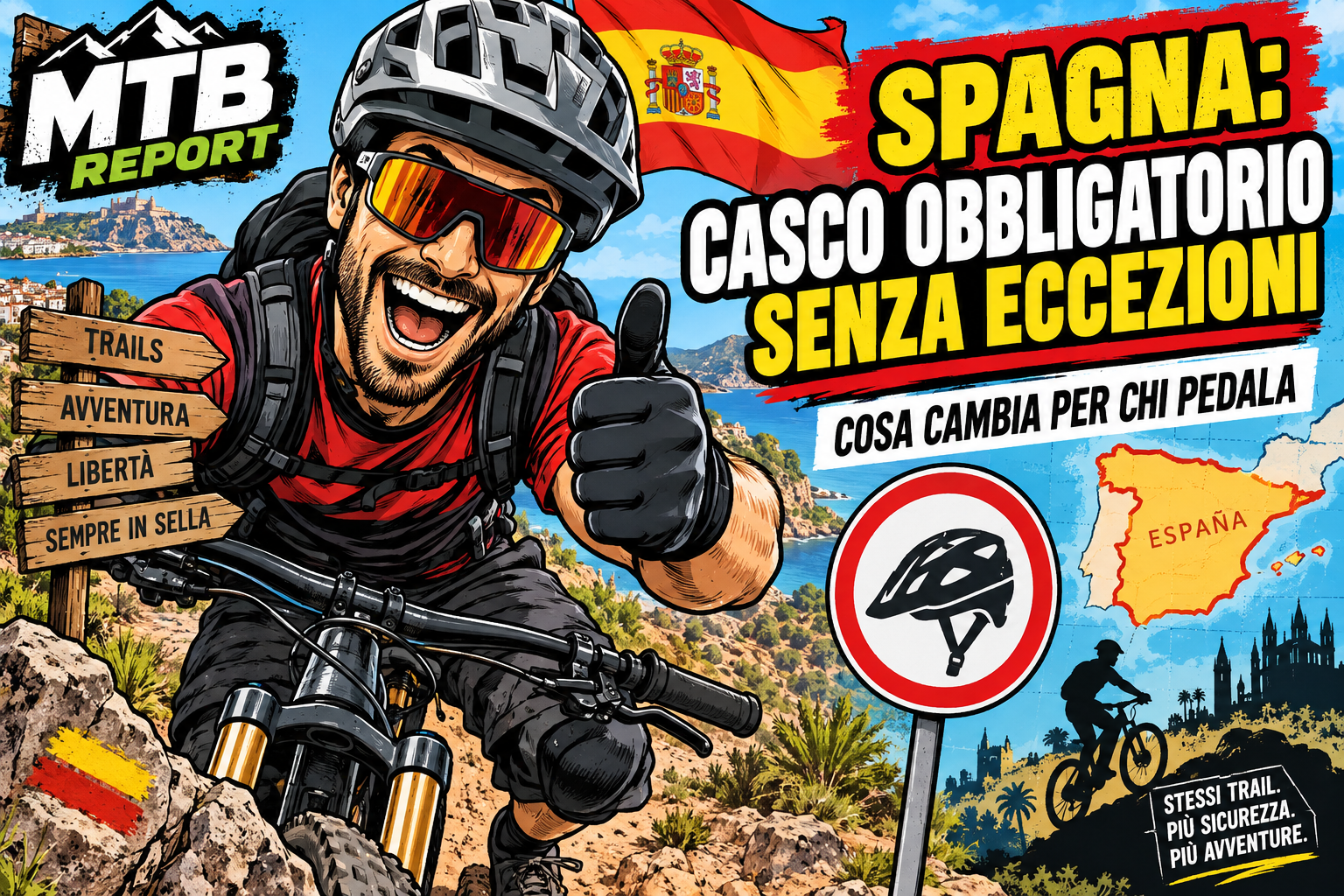 Casco obbligatorio Spagna, bici Spagna regole, MTB Spagna, vacanza MTB Spagna, codice della strada Spagna